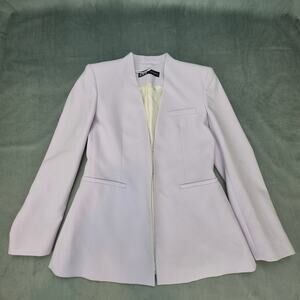 Zara Women's Lilac Inverted Lapel Lapelless Fitted Blazer Jacket Medium 2139-701